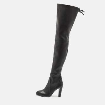 Stuart Weitzman Black Leather Ultra Highland Over The Knee Boots Size 37.5