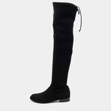Stuart Weitzman Black Suede Lowland Over The Knee Boots Size 38