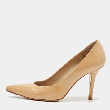 Stuart Weitzman Beige Patent Leather Pointed Toe Pumps Size 36