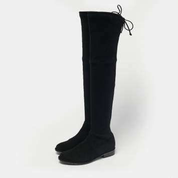Pre Owned Stuart Weitzman Black Suede Lowland Over The Knee Boots Size 36