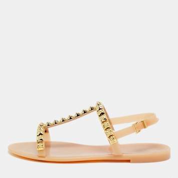 مملوكة مسبقًا صندل فلات ستيورات وايتزمان مرصع وردي جيلي بيج مقاس 39