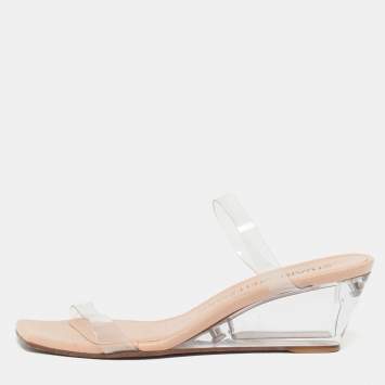 مملوكة مسبقًا Stuart Weitzman Size 38 Transparent PVC Wedge Slide Sandals