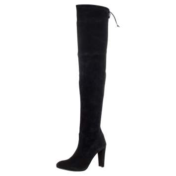 Pre Owned Stuart Weitzman Black Suede Highland Over The Knee Boots Size 40