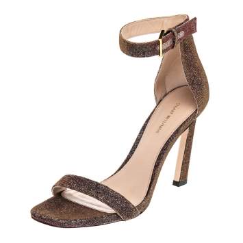 Pre Owned Stuart Weitzman Multicolor Glitter Ankle Strap Sandals Size 39.5