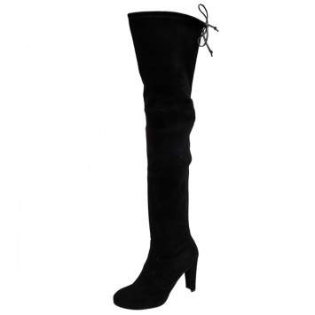 Pre Owned Stuart Weitzman Black Suede Highland Over The Knee Boots Size 38