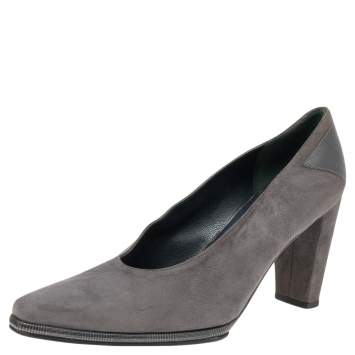 Pre Owned Stuart Weitzman Grey Suede Pumps Size 38.5