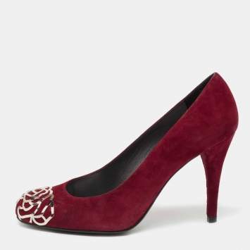 Pre Owned Stuart Weitzman Burgundy Suede Rosita Round Toe Pumps Size 37