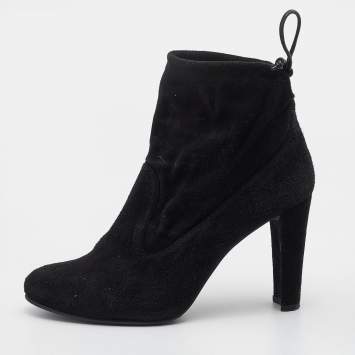 Pre Owned Stuart Weitzman Black Suede Ankle Length Boots Size 39