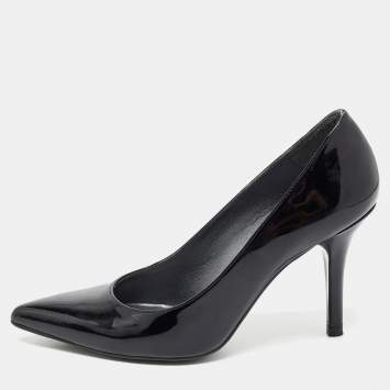 Pre Owned Stuart Weitzman Black Patent Leather Pointed Toe Pumps Size 36