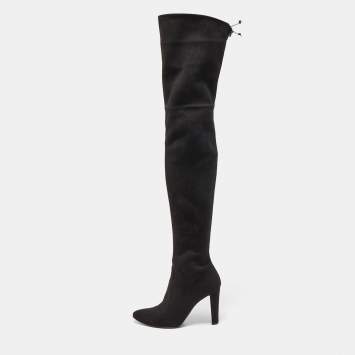 Pre Owned Stuart Weitzman Black Suede Highland Over The Knee Boots Size 40