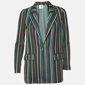 Pre Owned Suoli Metallic Lurex Knit Single Breasted Blazer S
