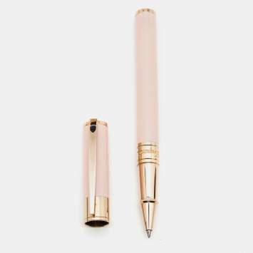 Pre Owned S.T. Dupont D-Initial Pink  Lacquer Rose Gold Tone Rollerball Pen