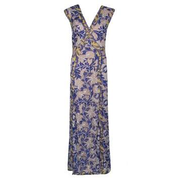 Pre Owned Tadashi Shoji Multicolor Floral Embroidered Tulle Amalie Gown M