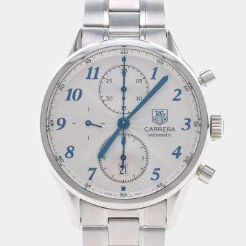 Pre Owned Tag Heuer Carrera Heritage Chronograph CAS2111 Automatic Silver Stainless Steel Men's Wristwatch 41mm