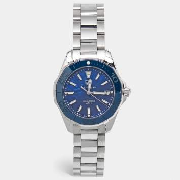 Pre Owned TAG Heuer Aquaracer WAY131S.BA0748 Blue Mother Of Pearl Dial Ceramic Stainless Steel Women's Wristwatch 35 mm