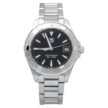 Pre Owned Tag Heuer Black Stainless Steel Aquaracer WAY1310.BA0915 Women's Wristwatch 32 mm