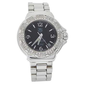 Pre Owned Tag Heuer Black Stainless Steel Diamond Formula 1 WAC1214.BA0852 Women's Wristwatch 35 mm