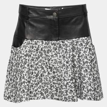 Pre Owned تنورة ثاكون أديشن جلد أسود وجاكار نمط مورد m