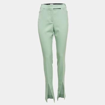 Pre Owned The Attico Green Wool Slit Detail Freja Skinny Pants M