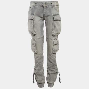 مملوكة مسبقًا ذا أتيكو جينز دنيم رمادي إيسي كارجو مقاس وسط 30 بوصة