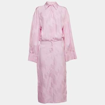 Pre Owned The Attico Pink Satin Slit Detail Charla Midi Dress L