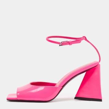 Pre Owned The Attico Pink Leather Piper Ankle Strap Sandals Size 38