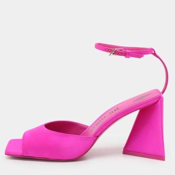 Pre Owned The Attico Fuchsia Satin Piper Ankle Strap Sandals Size 41