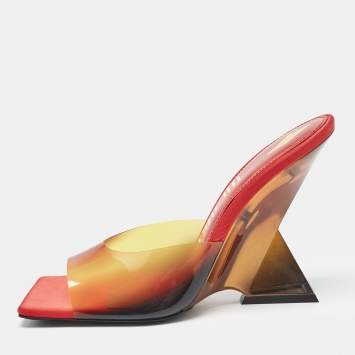 Pre Owned The Attico Red/Yellow Degrade PVC Cheope Mules Size 39