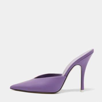 Pre Owned The Attico Purple Leather Venus Pointed Toe Mules Size 40