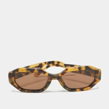 Pre Owned Linda Farrow x The Attico tortoise Brown Irene Rectangle Sunglasses