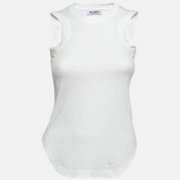 مملوكة مسبقًا The Attico White Cotton Jersey Tank Top XXS