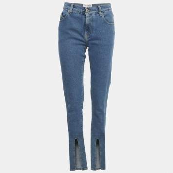Pre Owned The Attico Blue Denim Slit Jeans S/Waist 27"
