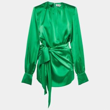 Pre Owned The Attico Green Satin Mini Dress M