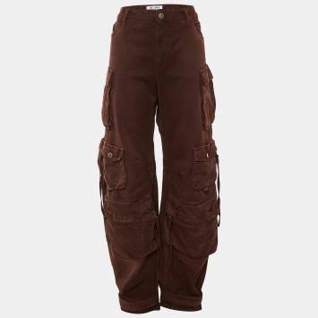 مملوكة مسبقًا The Attico Burgundy Denim Fern Long Cargo Jeans XL Waist 34"