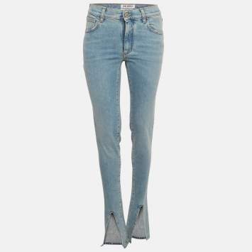 Pre Owned The Attico Blue Denim Front Slit Skinny Jeans S/Waist 26"