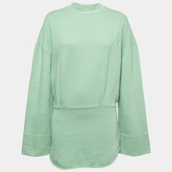 Pre Owned The Attico Pastel Green Cotton Sweatshirt Mini Dress S