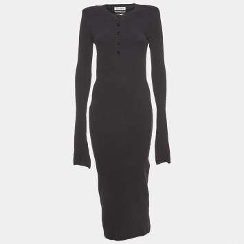 Pre Owned The Attico Black Open Back Wool Knit Dress M