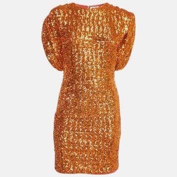 Pre Owned The Attico Orange Sequin Mini Dress L