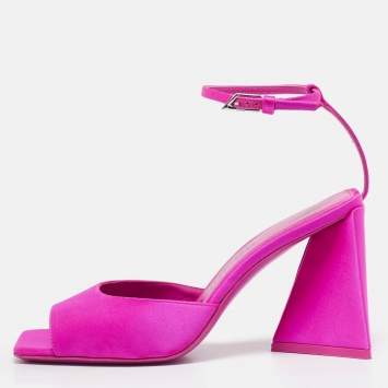 Pre Owned The Attico Fuchsia Satin Piper Ankle Strap Sandals Size 37