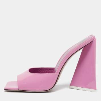 The Attico Pink Patent Leather Devon Slide Sandals Size 39