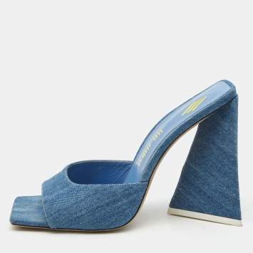 Pre Owned The Attico Blue Denim Devon Slide Sandals Size 39