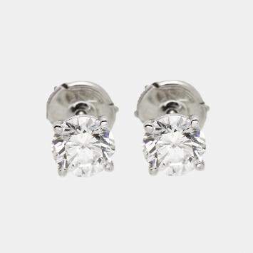 Pre Owned 18k White Gold Classic 2.00 cts Lab Grown Diamond Stud Earrings