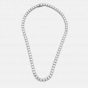 Pre Owned 38.5 cts Round Brilliant 18k White Gold Lab Grown Diamonds Tennis Necklace 