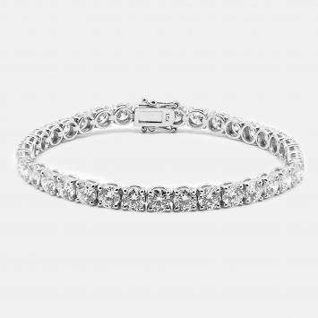 Pre Owned 13.6 cts Round Brilliant Cut 18k White Gold Cut Lab Grown Diamonds Tennis Bracelet