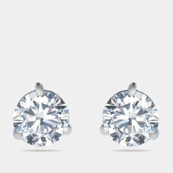 Pre Owned 0.60 cts Round Brilliant Cut 18k White Gold Lab Grown Diamonds Solitaire Stud Earrings