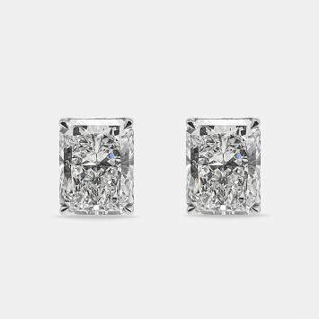 Pre Owned 6.00 cts Radiant Cut 18k White Gold Lab Grown Diamonds Solitaire Stud Earrings