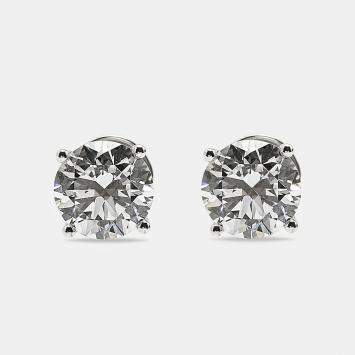 Pre Owned 6.00 cts Round Brilliant Cut 18k White Gold Lab Grown Diamonds Solitaire Stud Earrings