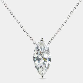 Pre Owned 7.00 cts Marquise Briliant Lab Grown Diamond 18k White Gold Chain Necklace