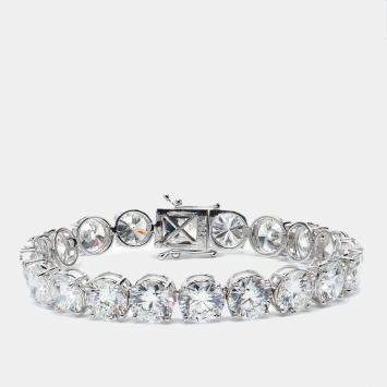 Pre Owned 40.85 cts Round Brilliant Cut Lab Grown Diamond 18k White Gold Tennis Bracelet