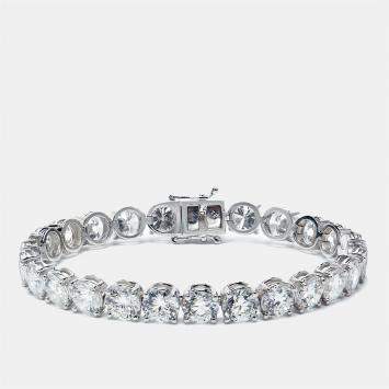 Pre Owned 25.00 cts Round Brilliant Cut Lab Grown Diamond 18k White Gold Tennis Bracelet